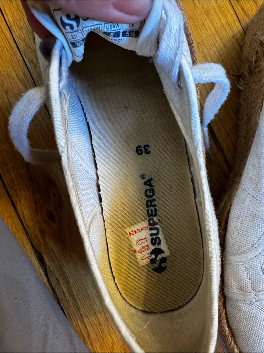 Superga Women's White Cotropew Canvas Espadrille Platform Sneaker Size 39/US 8